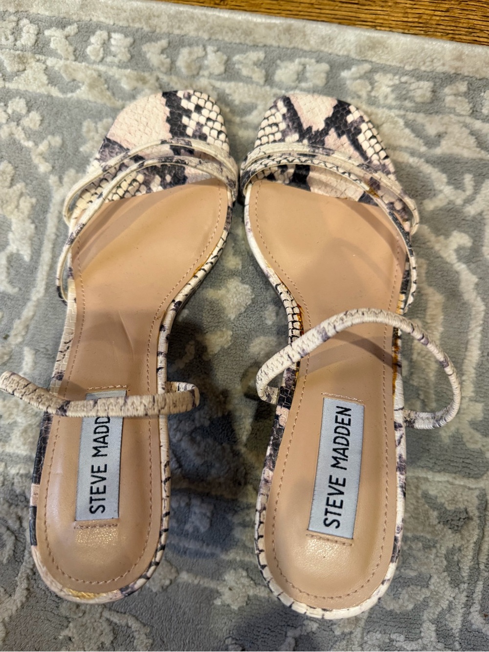 Steve Madden Snake-Print Strappy Heels